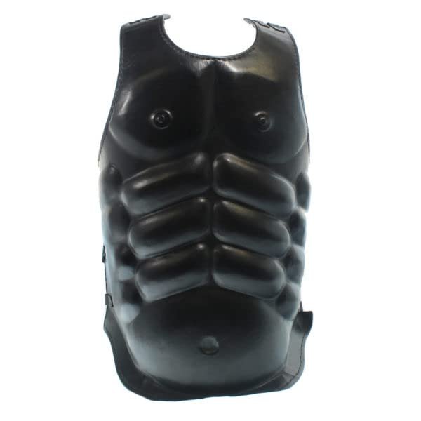 Medieval Gladiator Armor Costume – Steel Chestplate with Black Leather Straps (22" Breastplate)