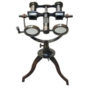 Antique Brass Binocular Desk Decor with Adjustable Tripod Stand – Vintage Office Accessory