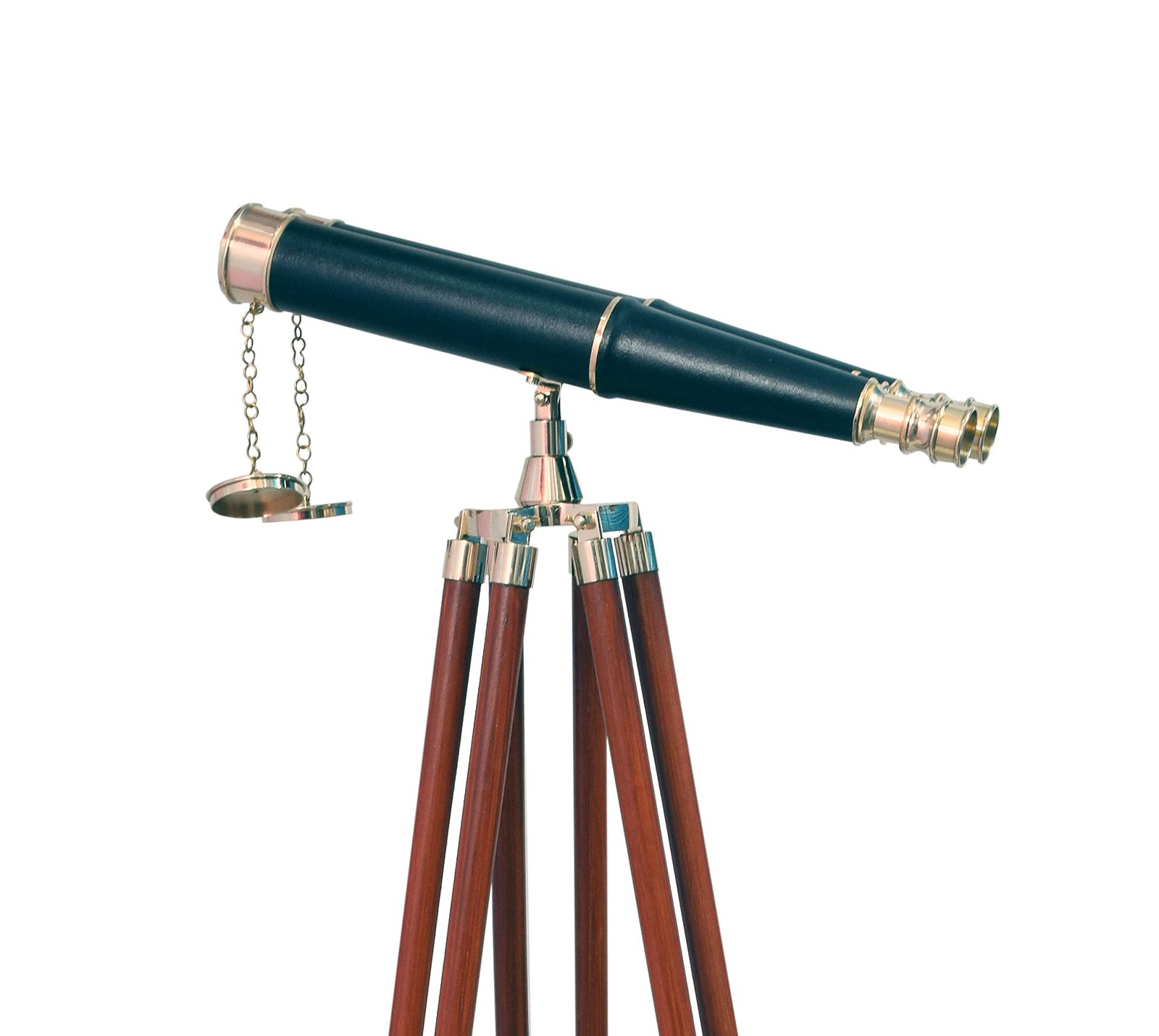 62" Floor Standing Admiral's Binoculars – Solid Brass & Black Leather with Wooden Tripod Stand