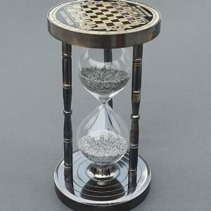 5-Minute Nautical Hourglass Chess Timer – Black Sand Brass Timer for Desk, Home & Wedding Decor