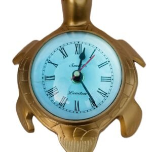 Solid Brass Turtle Wall Clock – Silent Non-Ticking Vintage Home Decor, 9" x 7"