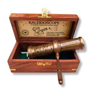 Brass Kaleidoscope with Wooden Box – Handmade Vintage Kaleidoscope, Educational Gift for Kids