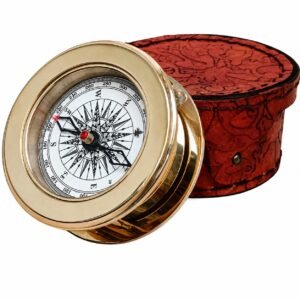 Vintage Brass Compass with Leather Case – Personalized Graduation Gift for Him, Class of 2026