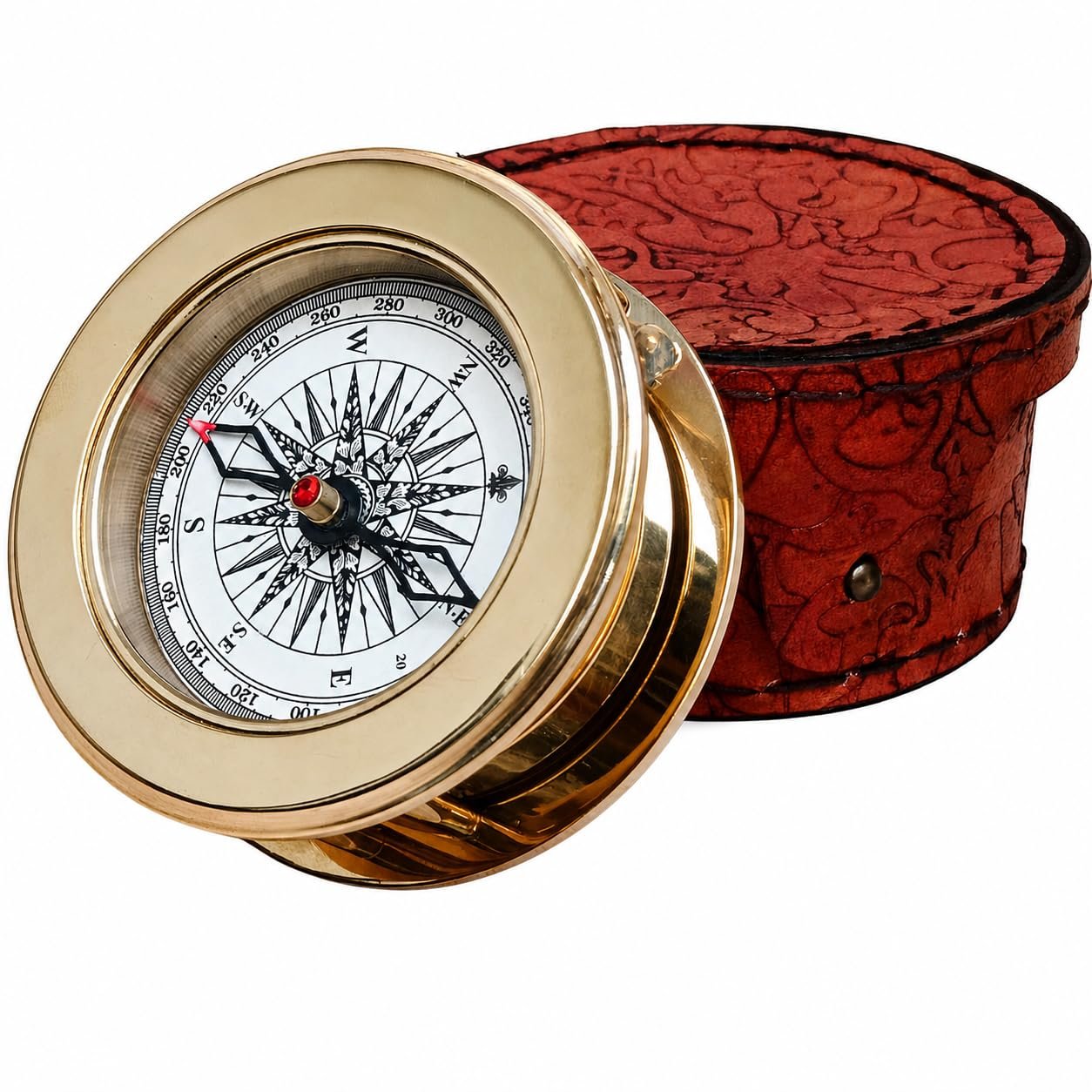 Vintage Brass Compass with Leather Case – Personalized Graduation Gift for Him, Class of 2026