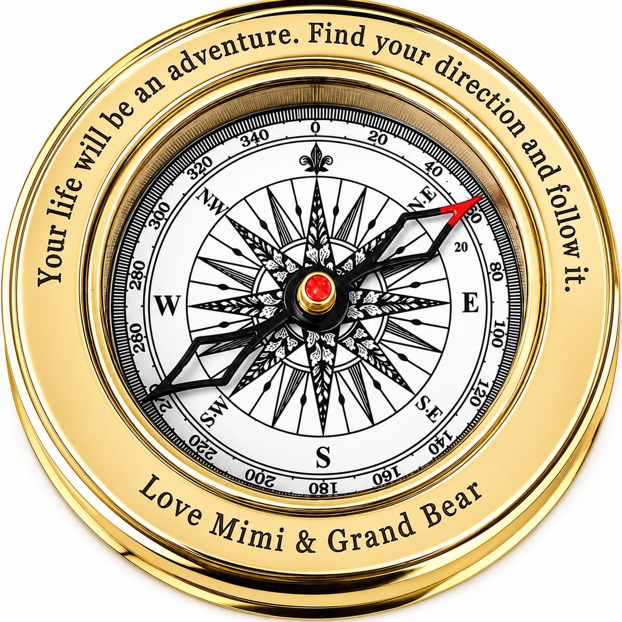 Personalized Engraved Brass Compass – Vintage Pocket Compass with Wooden Box, Custom Gift for Men